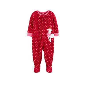 Carter's Baby Girl 12 Months One Piece Sleeper Christmas Reindeer NWT